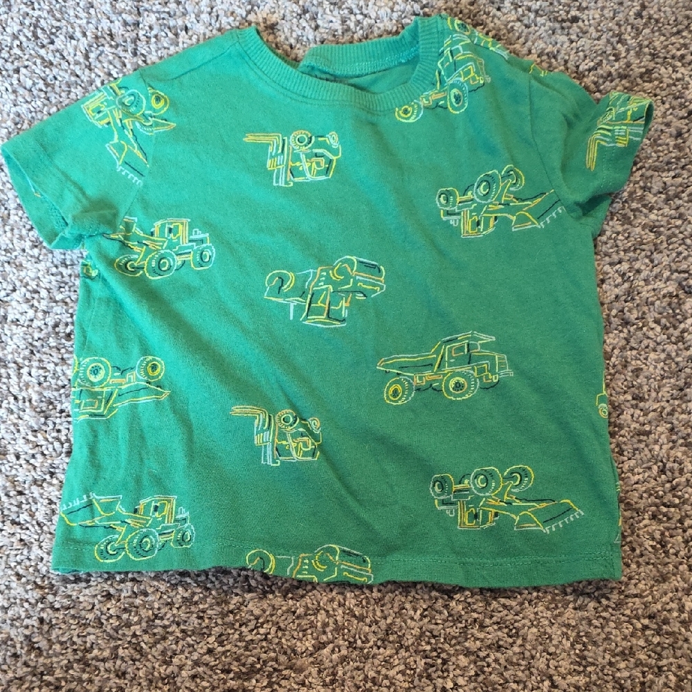 2T - Old Navy Green Kids Tee with Vehicle Design